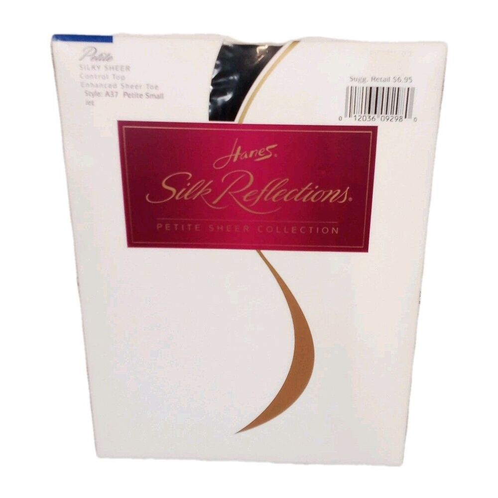 Women's Hanes jet Sheer Reflection Petite Control Top Small Pantyhose
